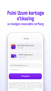 UzumBank skrinshoti: Uzum kartasiga pul o‘tkazish